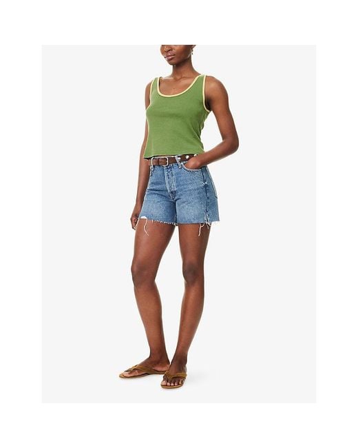 Rag & Bone Blue Vintage Frayed-Hem Denim Shorts