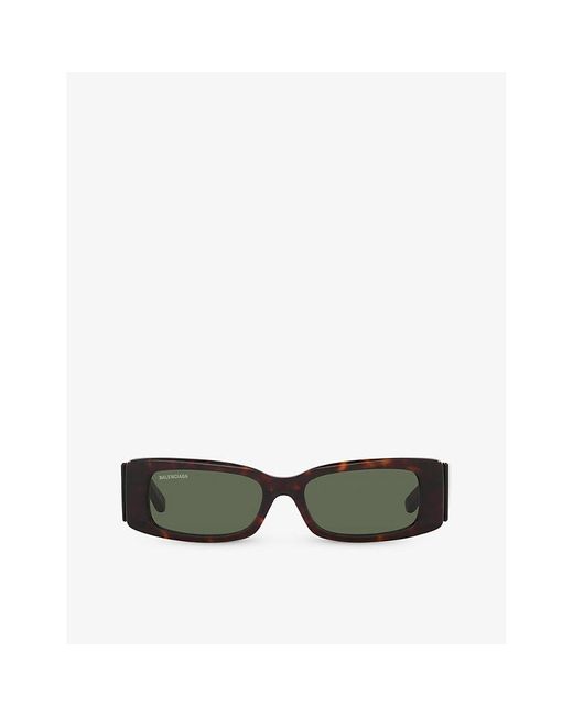 Balenciaga Green Bb0260s Rectangle-frame Tortoiseshell Acetate Sunglasses