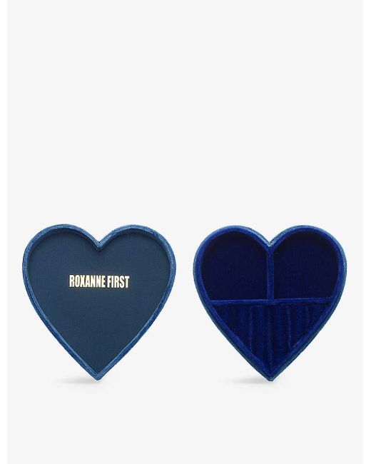 Roxanne First Blue Unisex Heart-shape Velvet Jewellery Box