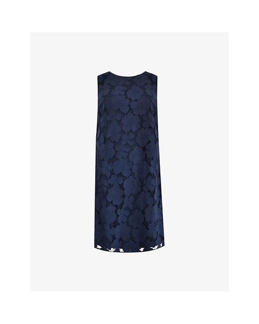 Ro&zo Blue Floral-lace Shift Mini Dress