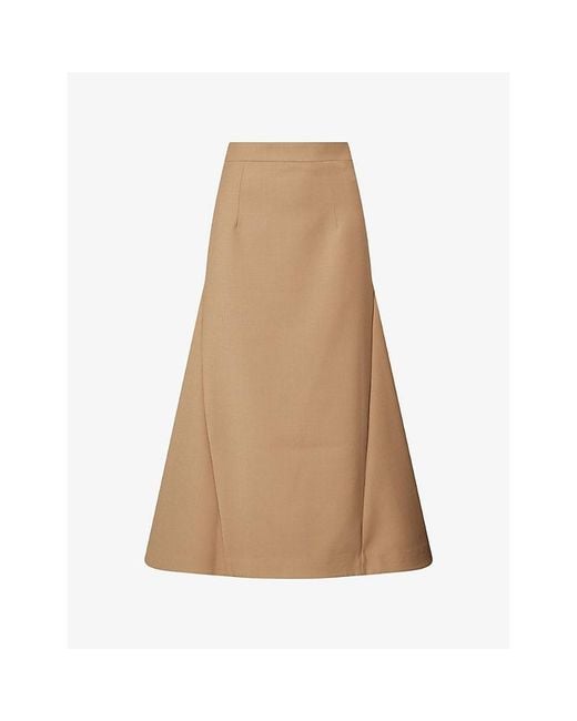 Huishan Zhang Natural Vicky Jacquard Wool Midi Skirt