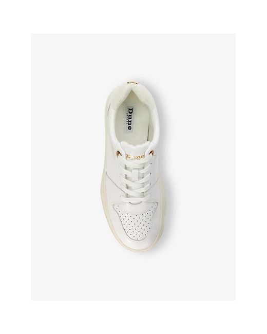 Dune White Emmelie Branded-hardware Leather Low-top Trainers