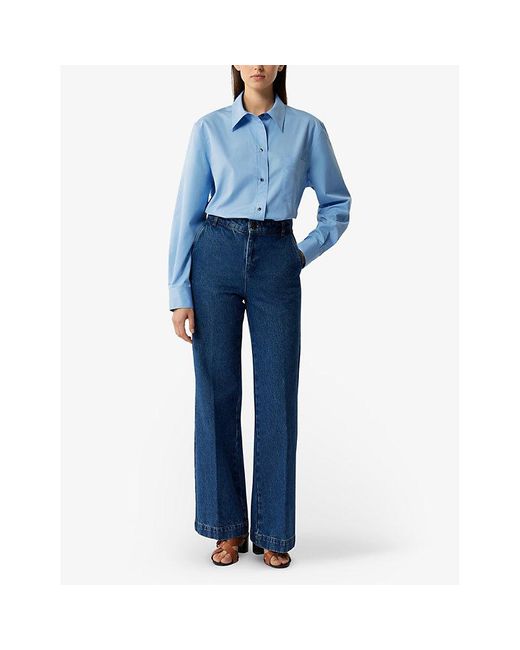 Soeur Blue California Wide Flared-Leg High-Rise Jeans