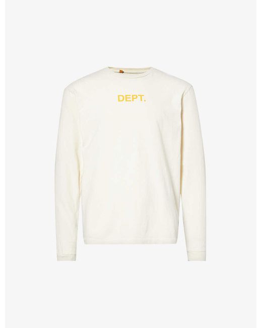 GALLERY DEPT. White Logo-print Long-sleeved Cotton-jersey T-shirt for men