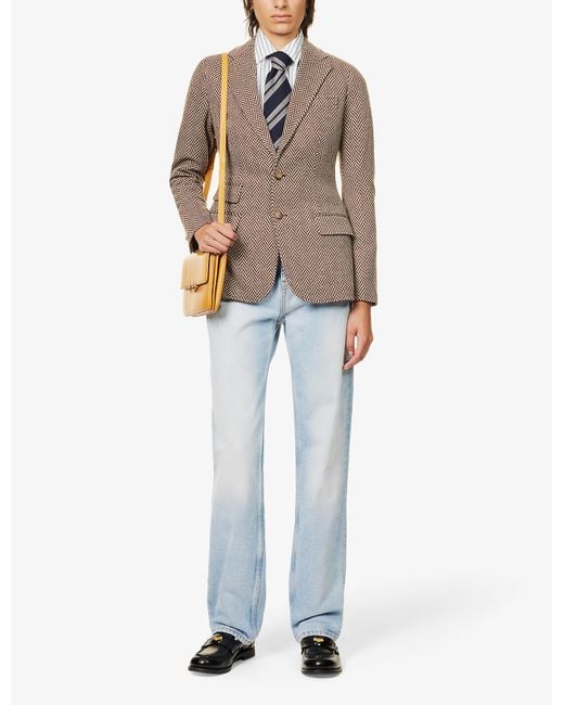 Polo Ralph Lauren Herringbone-pattern Slim-fit Cotton And Wool-blend Jacket  in Natural | Lyst