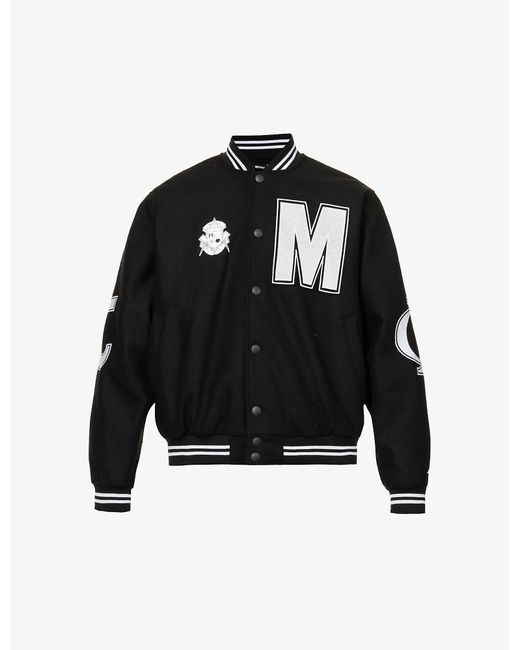 Msftsrep Black Mystery School Brand-appliqué Wool-blend Varsity Jacket for men