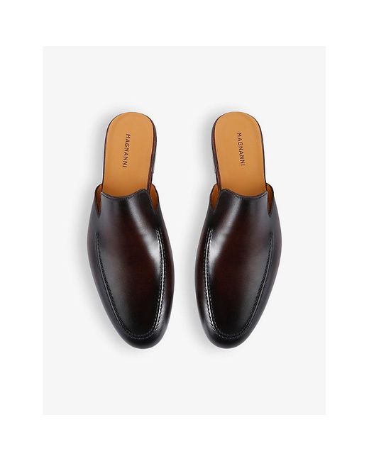 Magnanni Shoes Black Suela Slip-On Leather Mules for men