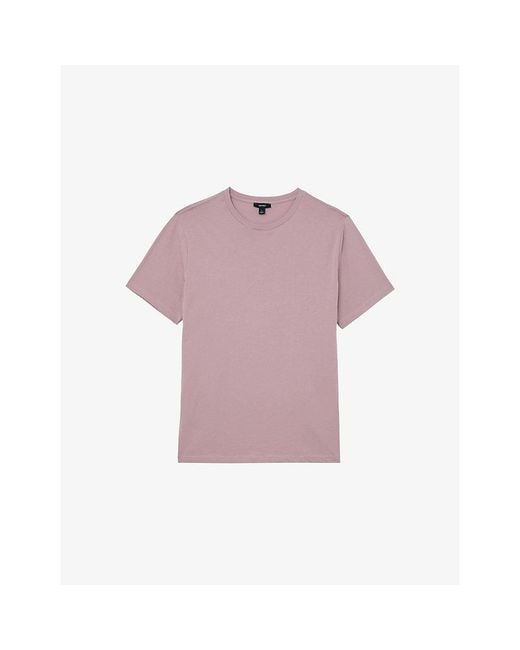 Reiss Purple Bless Crewneck Short-Sleeve Cotton T-Shirt for men
