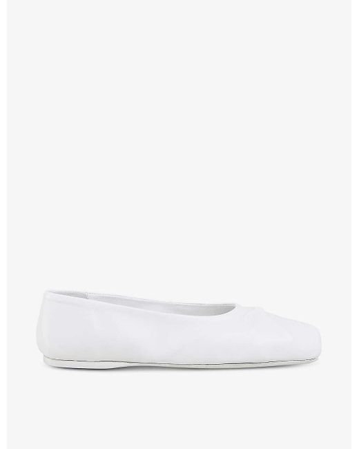 Marni White Dancer Square-toe Leather Ballerina Flats