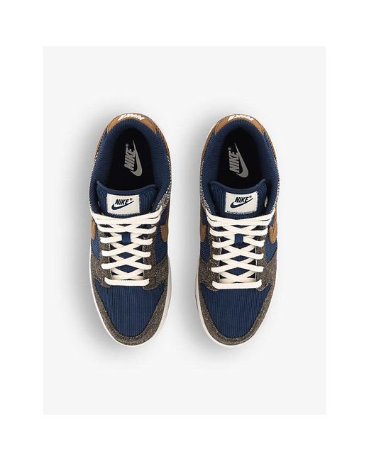Nike Blue Dunk Low Brand-embroidered Leather Low-top Trainers for men
