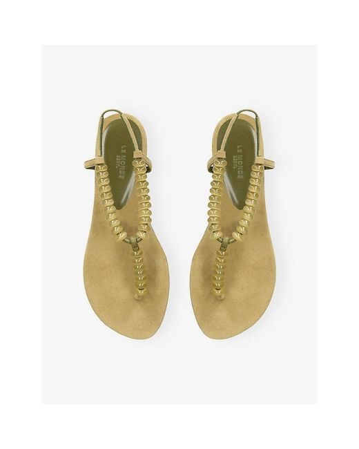 Le Monde Beryl Natural Beaded Suede Sandals