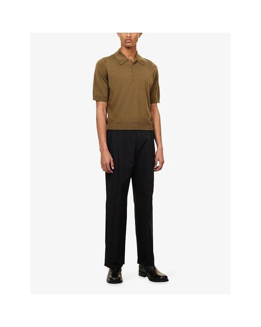 John Smedley Green X Bill Nighy Short-Sleeve Merino Wool Polo Shirt for men
