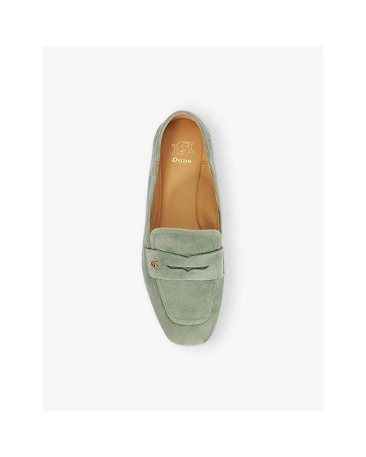 Dune Green Glances Suede Penny Loafers