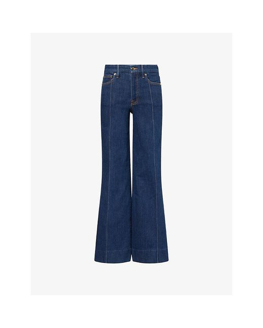 GOOD AMERICAN Blue Good Waist Palazzo Stretch-Denim Jeans