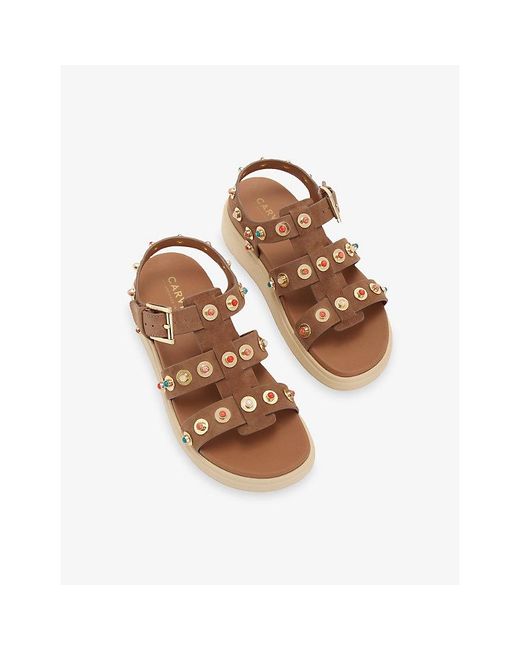 Carvela Kurt Geiger Natural Amalfi Suede Flatform Sandals