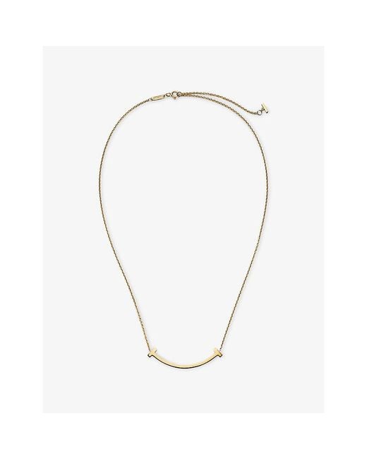 Tiffany & Co Metallic Tiffany T Smile Medium 18Ct- Pendant Necklace