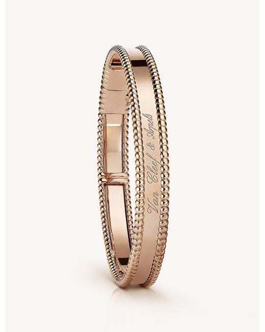 Van Cleef & Arpels Metallic Women's Pink Gold Perlée Signature Small Bracelet