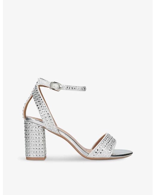 Carvela Kurt Geiger White Kianni Crystal-embellished Heeled Woven Sandals