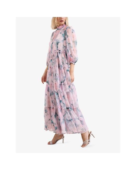 Phase Eight Purple Liyah Floral-Print Woven Maxi Dress