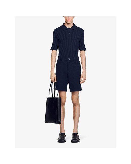 Sandro Black Regular-fit Side-pocket Cotton Shorts for men