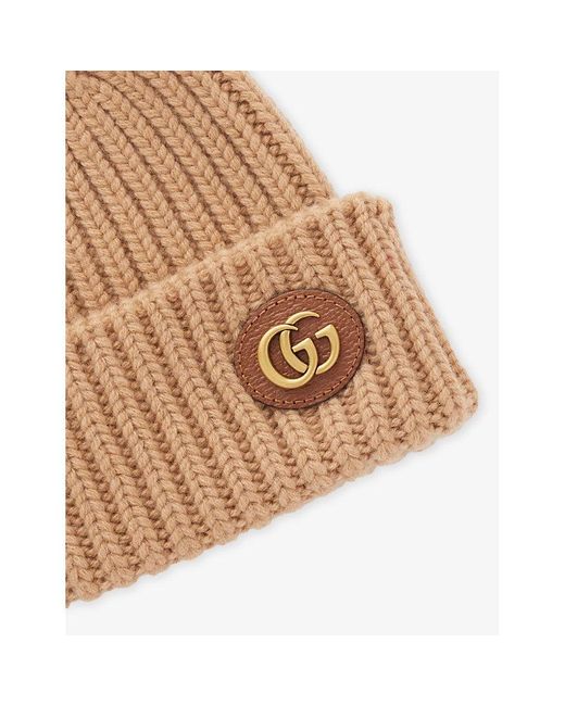 Gucci Natural Double-G Ribbed Wool And Cashmere Beanie