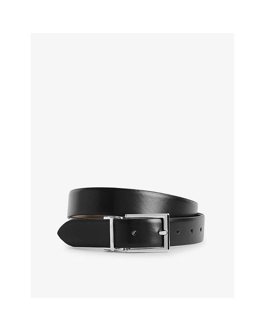 Reiss Black Ricky Reversible Leather Belt for men