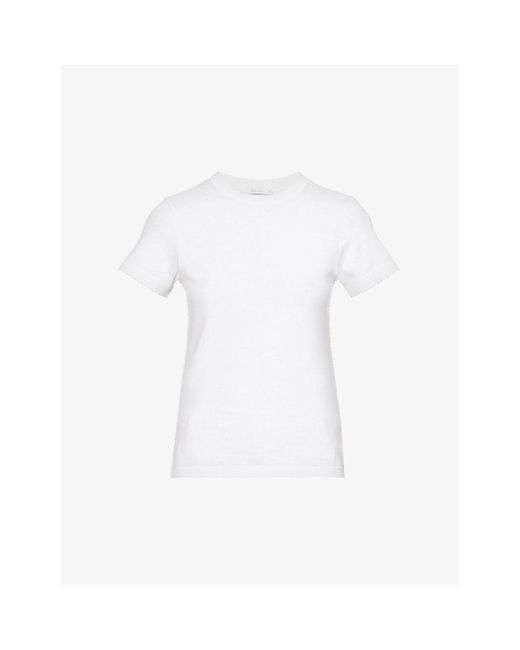 Saks Potts Uma Picot-trim Organic-cotton T-shirt in White | Lyst