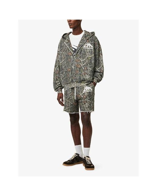 GODMADE Gray Rhinestone Cotton Shorts for men