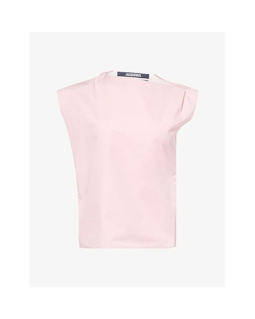 Jacquemus Pink La Haut Drap Sleeveless Cotton-Poplin Top