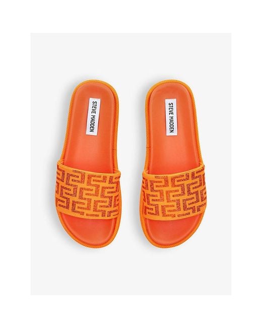 Steve Madden Orange Kora 575 Geometric-print Woven Sandals