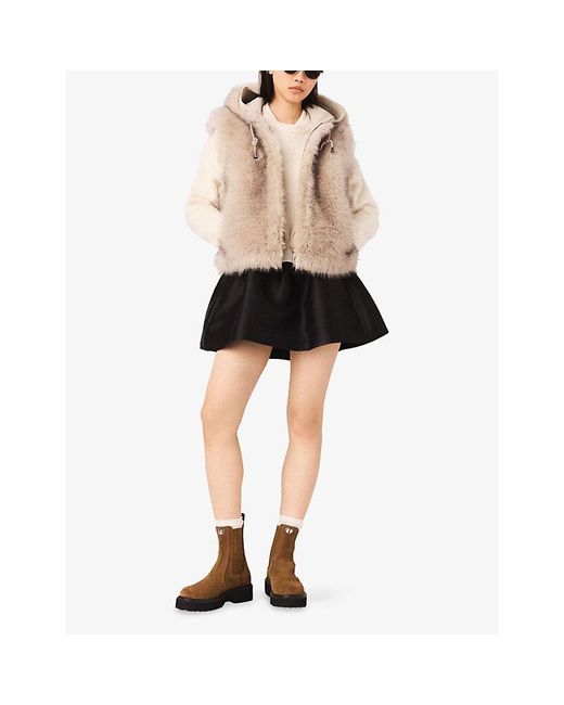 Maje Natural Hooded Zip-Up Faux-Fur Gilet