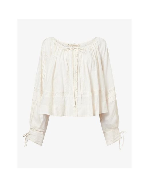 Free People White La Lune Cotton Blouse