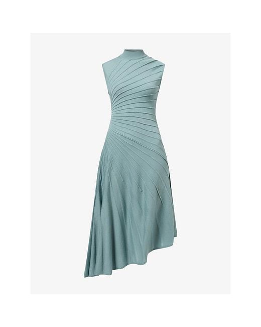 Alaïa Blue Ray 3D Sculpt Knit-Wool Midi Dress