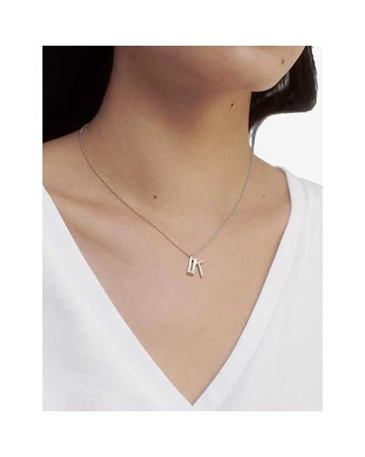 Monica Vinader White K Letter-Charm Sterling- Pendant Necklace