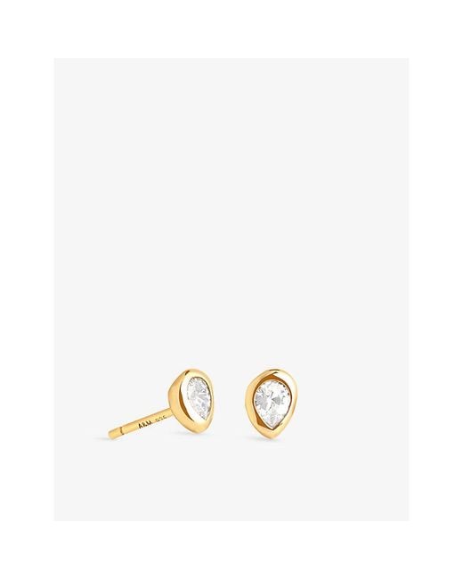 Astrid & Miyu Metallic Pear 18Ct-Plated Sterling- And Zirconia Stud Earrings