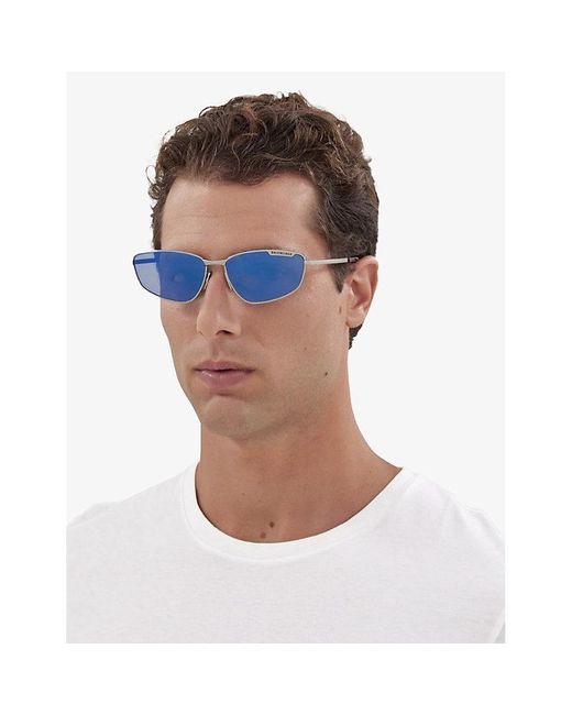 Balenciaga Blue Bb0277s Irregular-frame Metal Sunglasses