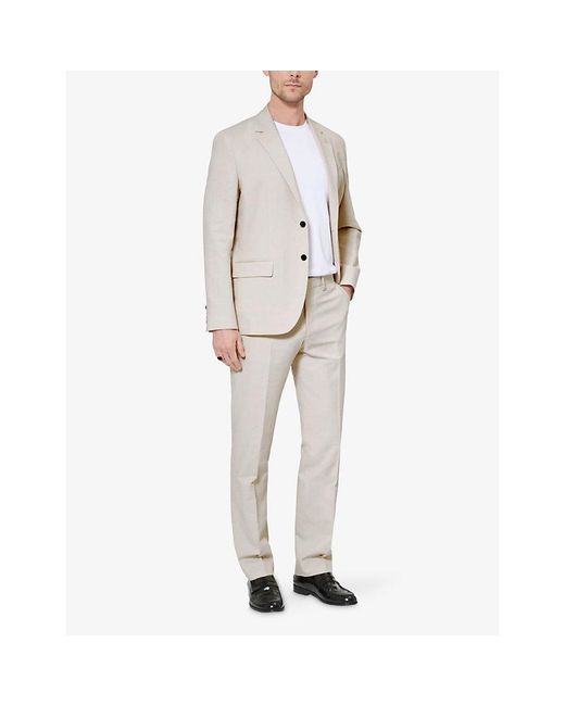 The Kooples White Straight-Leg Regular-Fit Cotton And Linen-Blend Trousers for men