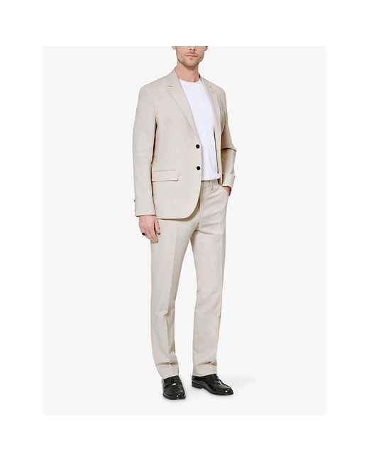 The Kooples White Straight-Leg Regular-Fit Cotton And Linen-Blend Trousers for men