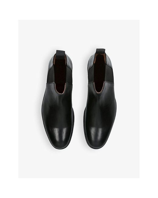 GRENSON Black Declan Flat Leather Chelsea Boots for men