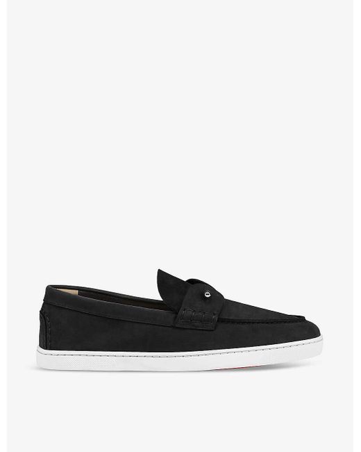 Christian Louboutin Black Chambeliboat Leather Low-top Boat Shoes for men
