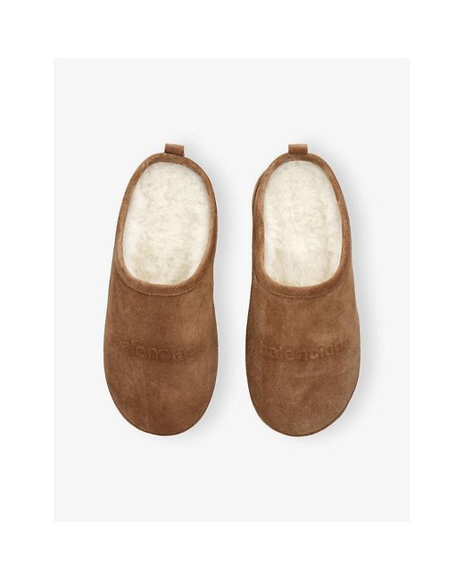 Balenciaga Brown Alaska Suede Slippers