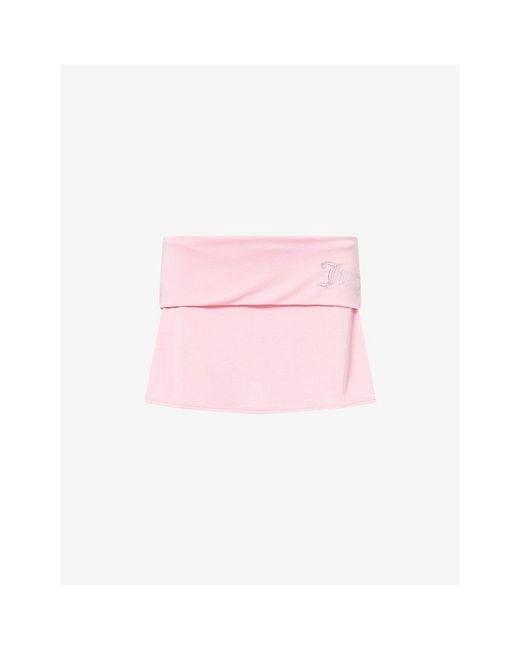Juicy Couture Pink Emmot Roll-Down Stretch-Woven Mini Skirt