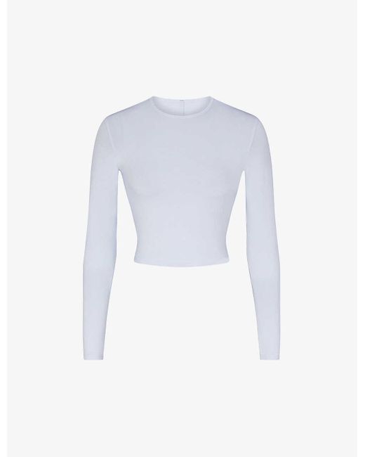 Skims White New Vintage Long-sleeve Stretch-cotton Top X