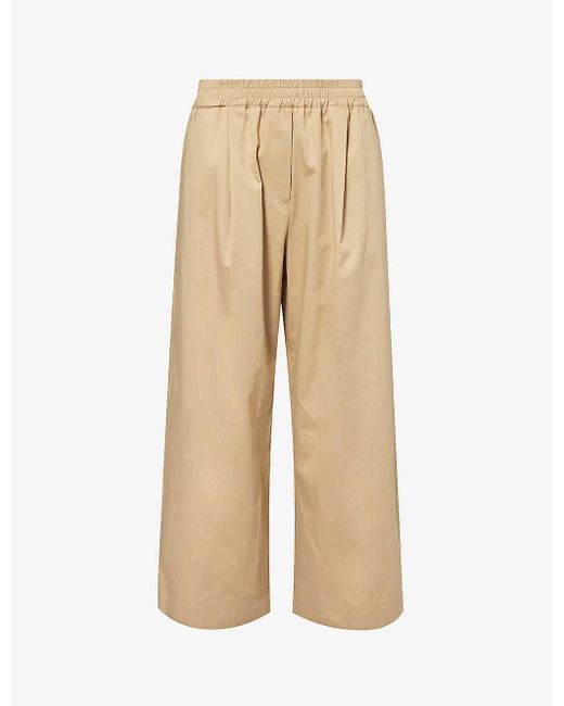 Weekend by Maxmara Natural Placido Wide-leg Mid-rise Cotton Trousers