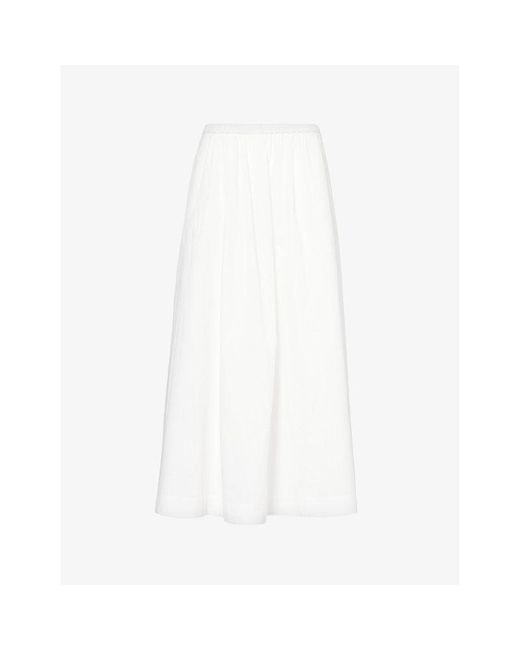 Faithfull The Brand White Scanno Slip-pocket Organic-cotton Midi Skirt