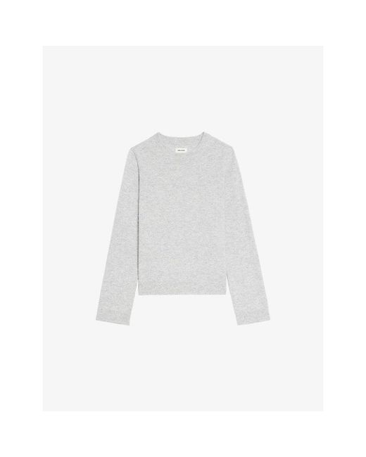 Zadig & Voltaire White Cara Elbow-Patch Wool And Cashmere Jumper