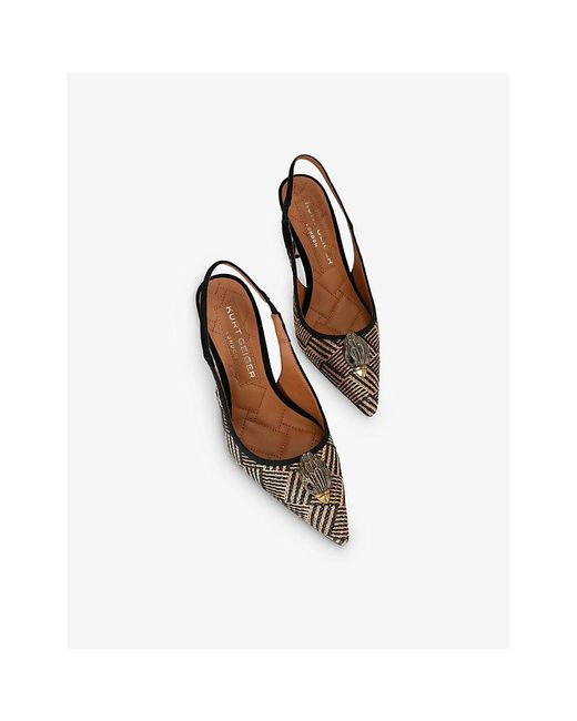 Kurt Geiger Belgravia Eagle-Embellished Slingback Faux-Leather Heeled ...