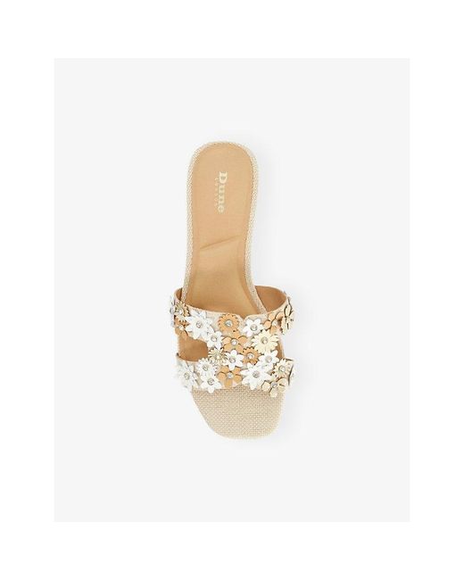 Dune Natural Loupes Floral Leather Sandals