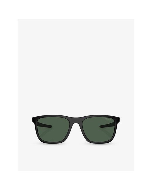 Prada Linea Rossa Green Ps 10ws Pillow-frame Nylon Sunglasses