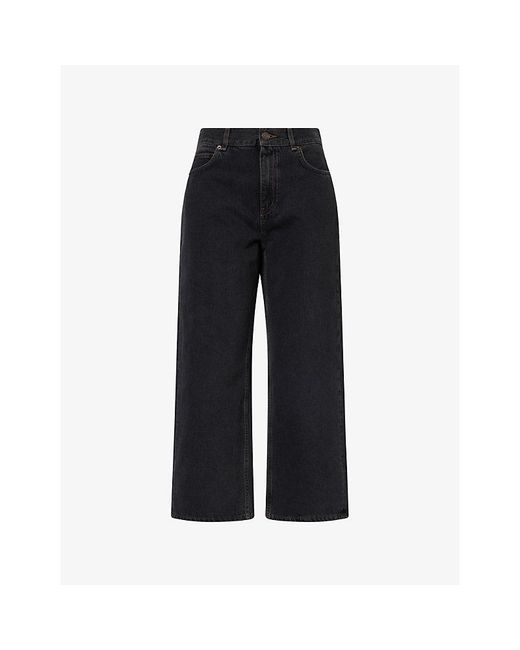 ME+EM Black Straight-Leg Relaxed-Fit Denim Jeans